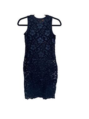 Vintage Boston Proper Women Black Floral Lace Bodycon Cocktail Dress Size 2